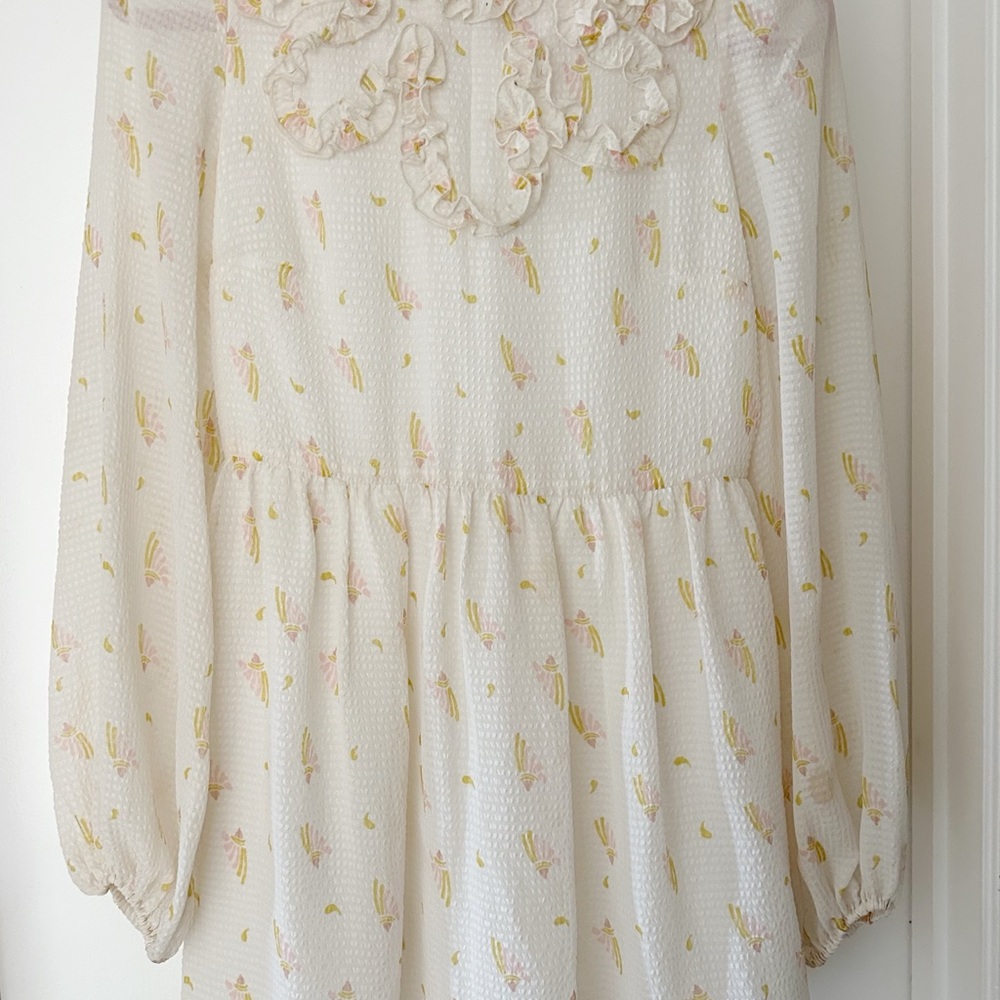 Free People White Floral Long Sleeve Dress Size 0